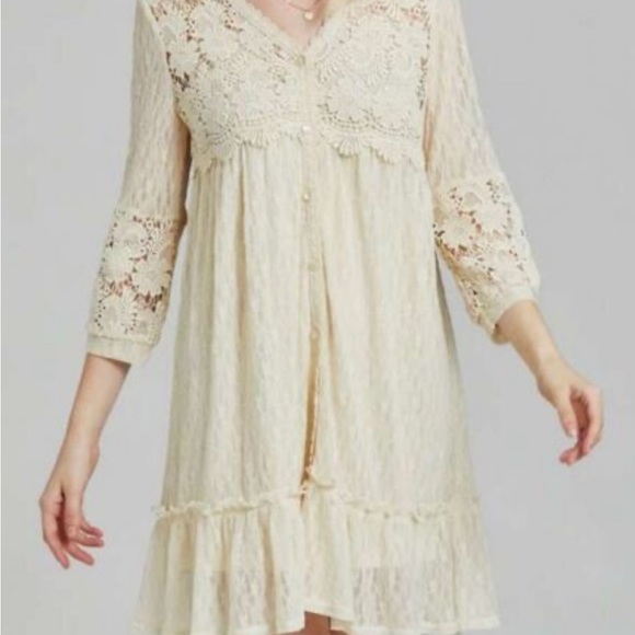 Altar’d State Crochet Lace Cream Dress - Picture 1 of 4